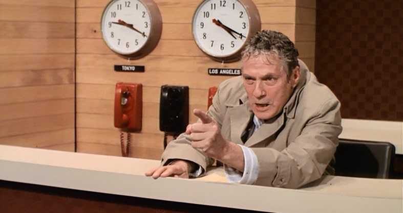 Screenshot of actor Peter Finch as Howard Beale in the film "Network"